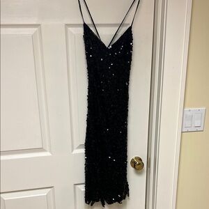 Betsey Johnson Black Strapless Sequin Dress